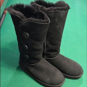 Womens UGG Black tall calf boots Bailey Button